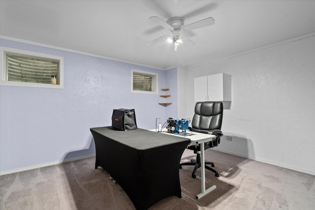1545 London Ct, Naperville, IL 60563 - carpeted home office featuring ceiling fan, a textured wall, and baseboards