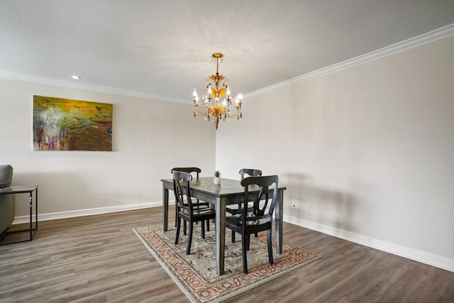 1500 Sandstone Dr Unit 314, Wheeling, IL 60090 - dining space with ornamental molding, wood finished floors, baseboards, a chandelier, and recessed lighting