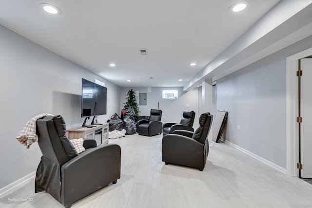 8724 S Jeffery Blvd, Chicago, IL 60617 - living room featuring recessed lighting, baseboards, and electric panel