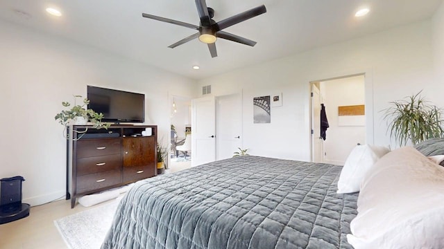 3133 Palmer Dr, Champaign, IL 61822 - bedroom featuring recessed lighting, ceiling fan, and baseboards