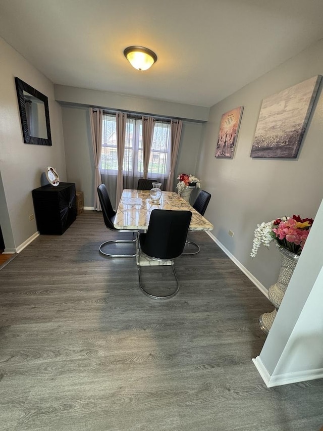 dining room featuring baseboards and wood finished floors