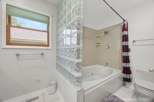 1045 S Grace St, Lombard, IL 60148 - bathroom with tile patterned floors, shower / bath combo, toilet, and baseboards