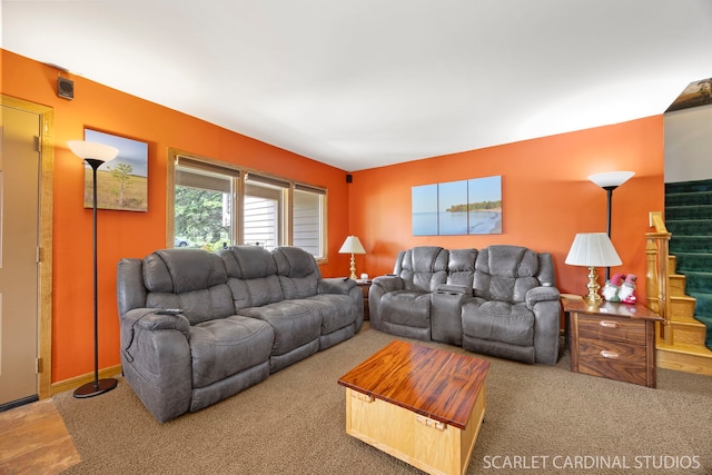 1045 S Grace St, Lombard, IL 60148 - living room featuring stairway and carpet