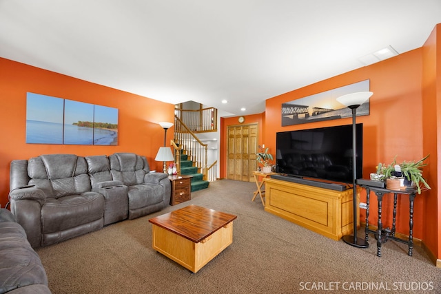 1045 S Grace St, Lombard, IL 60148 - carpeted living area featuring stairway