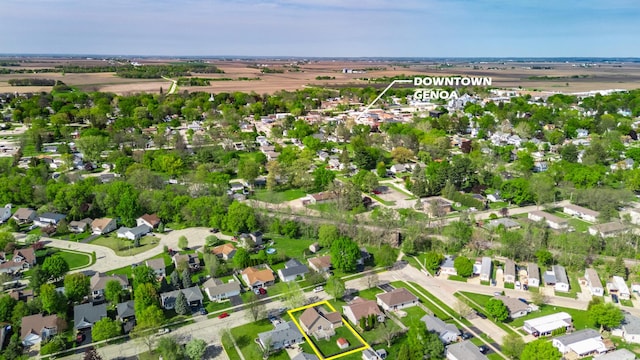 aerial view of property's location with property parcel outlined and nearby suburban area