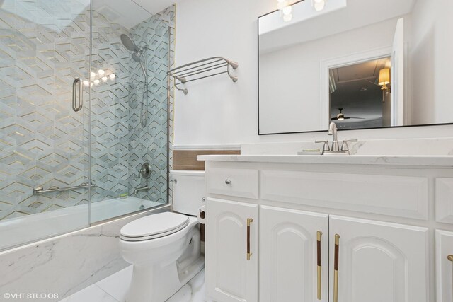 22844 Lakeview Estates Blvd, Frankfort, IL 60423 - full bath with toilet, vanity, enclosed tub / shower combo, and marble finish flooring