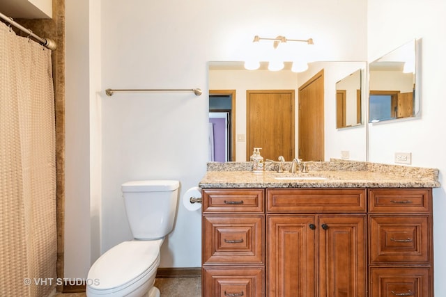 17581 Windsor Pkwy Unit 1, Tinley Park, IL 60477 - bathroom featuring toilet, vanity, and a shower with shower curtain