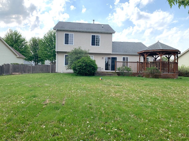 1453 Bluestem Ln, Minooka, IL 60447 - rear view of house with a gazebo and a wooden deck