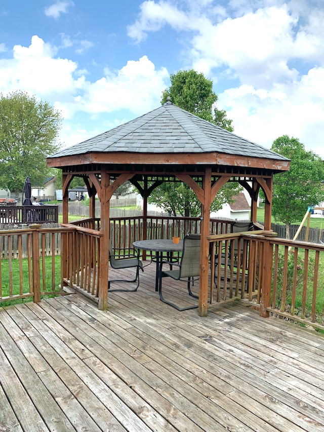 1453 Bluestem Ln, Minooka, IL 60447 - deck with a gazebo and a fenced backyard