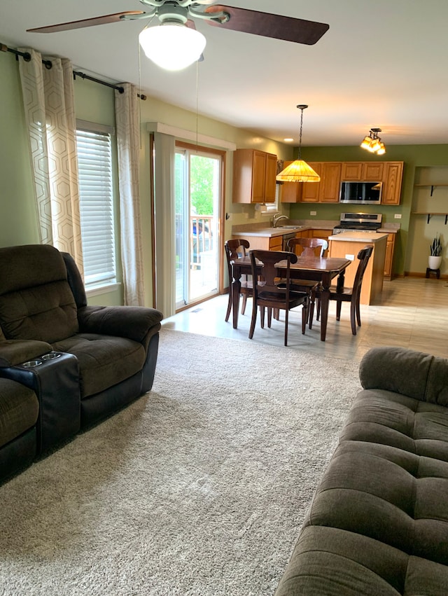1453 Bluestem Ln, Minooka, IL 60447 - living area with ceiling fan