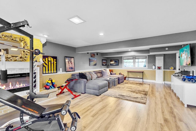 1156 N Fischer Dr, Addison, IL 60101 - living room featuring wainscoting, wood finished floors, and recessed lighting