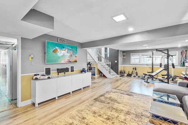 1156 N Fischer Dr, Addison, IL 60101 - exercise room featuring wood finished floors, recessed lighting, and baseboards