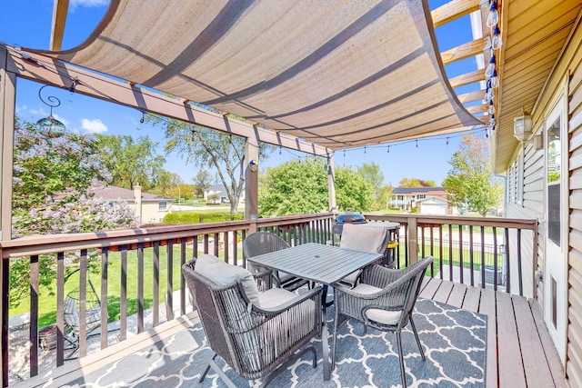 1156 N Fischer Dr, Addison, IL 60101 - wooden terrace featuring outdoor dining space, a pergola, and a yard