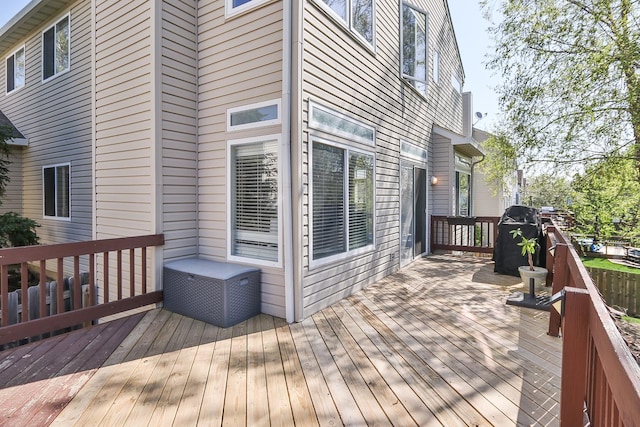 wooden terrace with grilling area