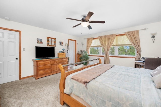 5157 Ribbon Ct, Monee, IL 60449 - bedroom with light carpet, a ceiling fan, and baseboards