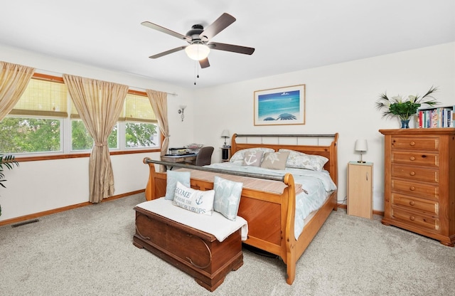 5157 Ribbon Ct, Monee, IL 60449 - bedroom featuring light colored carpet, baseboards, and ceiling fan