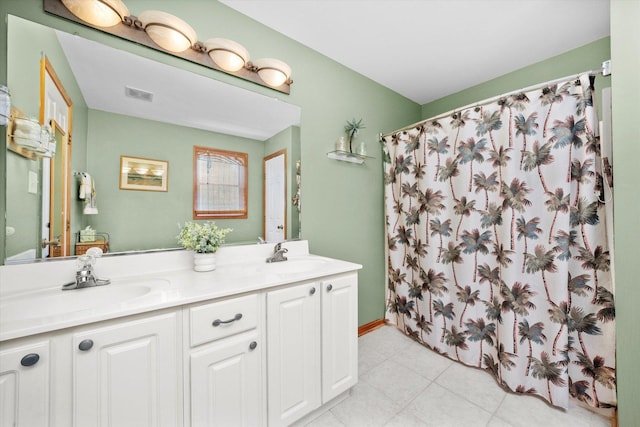 5157 Ribbon Ct, Monee, IL 60449 - bathroom with double vanity and curtained shower