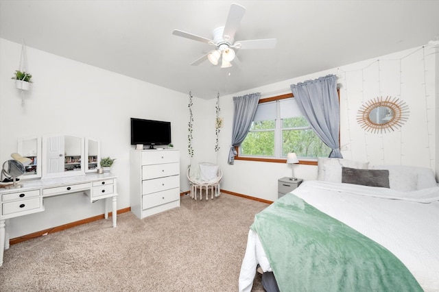 5157 Ribbon Ct, Monee, IL 60449 - bedroom featuring light colored carpet, baseboards, and ceiling fan