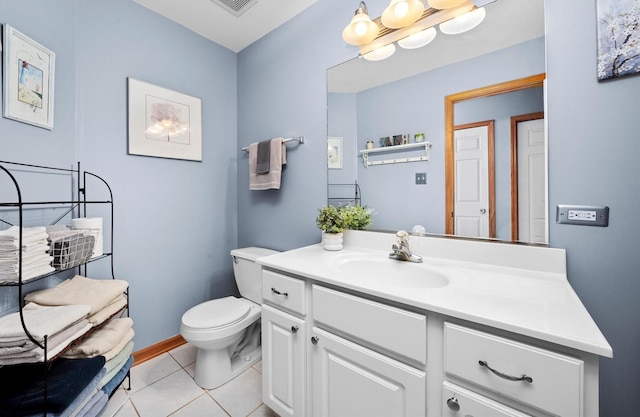 5157 Ribbon Ct, Monee, IL 60449 - half bath with tile patterned floors, vanity, toilet, and baseboards