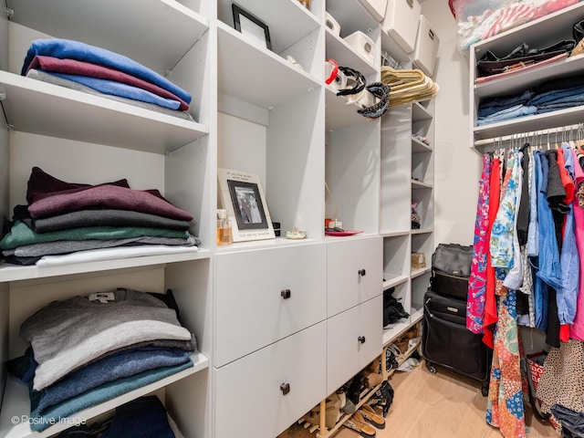 spacious closet with wood finished floors