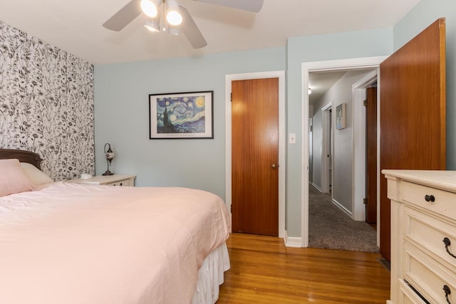 315 W Bennett St, Pontiac, IL 61764 - bedroom with light wood finished floors and ceiling fan