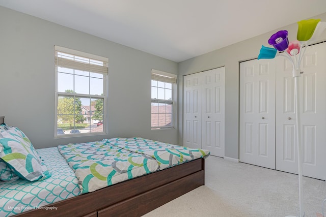 13 Caribou Ct, Bolingbrook, IL 60490 - bedroom featuring light carpet, two closets, and baseboards
