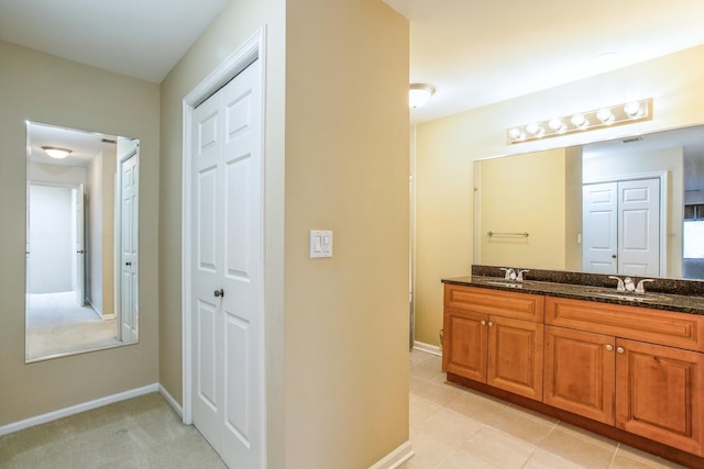 1401 Burr Oak Rd Unit 314B, Hinsdale, IL 60521 - bathroom with double vanity, baseboards, and tile patterned floors