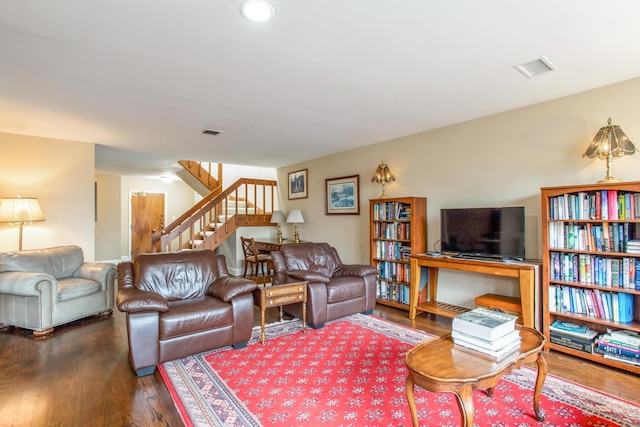 1401 Burr Oak Rd Unit 314B, Hinsdale, IL 60521 - living area with wood finished floors and stairway