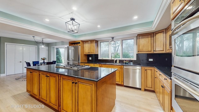 1375 Atkinson Rd, Green Oaks, IL 60048 - kitchen with appliances with stainless steel finishes, a sink, light wood finished floors, healthy amount of natural light, and recessed lighting