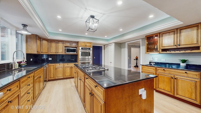 1375 Atkinson Rd, Green Oaks, IL 60048 - kitchen with a sink, a tray ceiling, stainless steel appliances, and recessed lighting