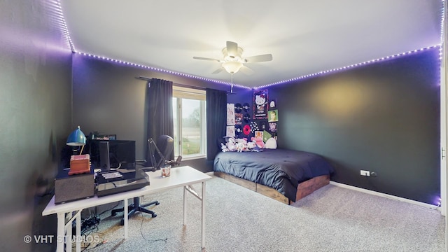 1375 Atkinson Rd, Green Oaks, IL 60048 - bedroom featuring a desk, carpet floors, baseboards, and a ceiling fan
