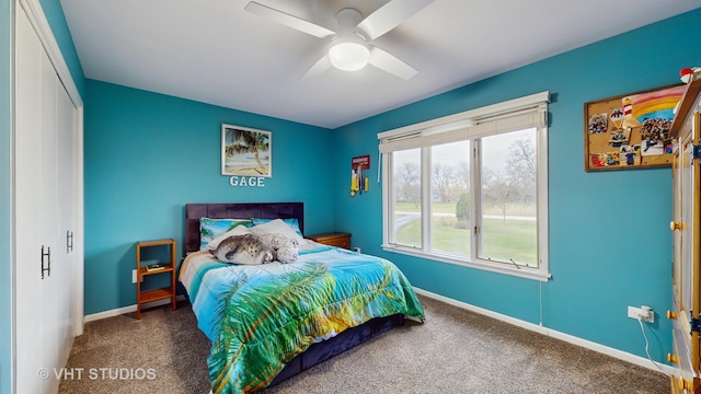 1375 Atkinson Rd, Green Oaks, IL 60048 - carpeted bedroom featuring a closet, baseboards, and a ceiling fan