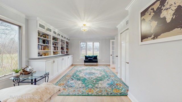 1375 Atkinson Rd, Green Oaks, IL 60048 - sitting room with ornamental molding, light wood-style flooring, and baseboards
