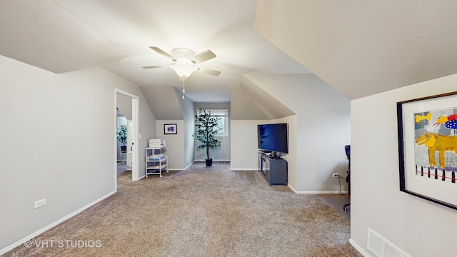 1375 Atkinson Rd, Green Oaks, IL 60048 - bonus room featuring carpet, vaulted ceiling, a ceiling fan, and baseboards