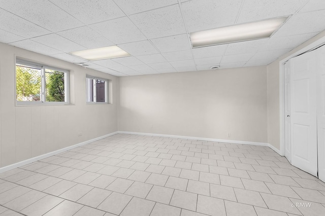 530 N Pioneer Dr, Addison, IL 60101 - below grade area with a drop ceiling and baseboards