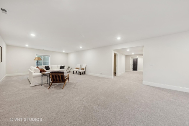 1110 Hickory Dr, Western Springs, IL 60558 - living area featuring recessed lighting, light colored carpet, and baseboards