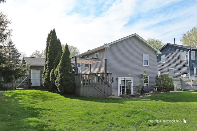 1204 Capri Ter, Mchenry, IL 60050 - rear view of house featuring stairs and a wooden deck