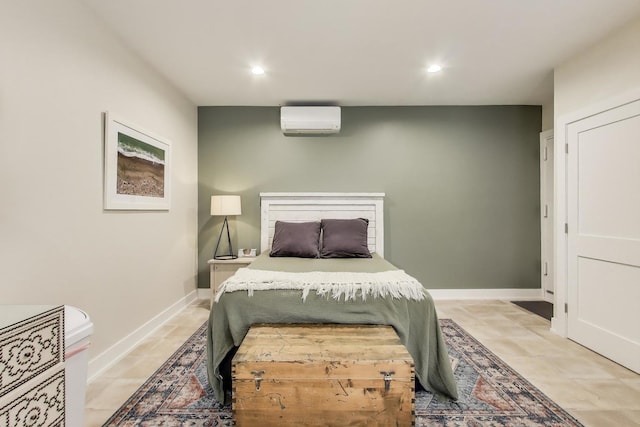 2312 W Hutchinson St, Chicago, IL 60618 - bedroom with a wall mounted AC, recessed lighting, and baseboards