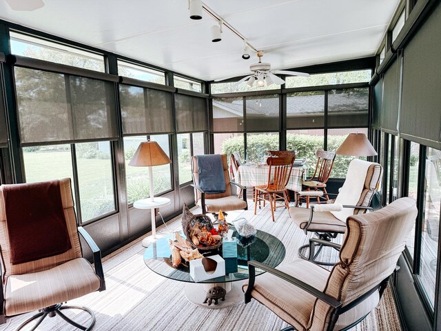 406 E Fine St, Ashkum, IL 60911 - sunroom / solarium featuring track lighting and ceiling fan
