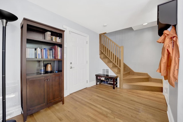 5127 N Damen Ave Unit B, Chicago, IL 60625 - entrance foyer featuring stairway, light wood-style floors, baseboards, and recessed lighting