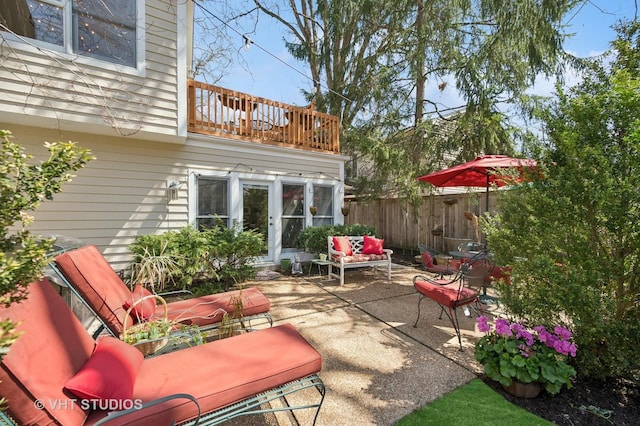 630 Juniper Rd, Glenview, IL 60025 - view of patio / terrace featuring a balcony, fence, and an outdoor living space