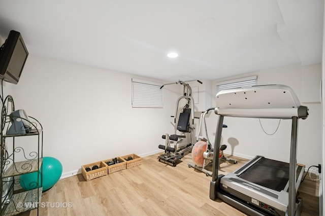 630 Juniper Rd, Glenview, IL 60025 - exercise area featuring wood finished floors and baseboards