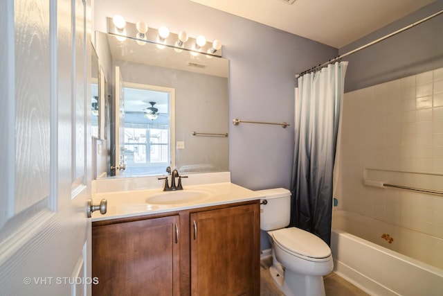 1098 N Claremont Dr Unit 1, Palatine, IL 60074 - bathroom featuring vanity, shower / bathtub combination with curtain, and toilet