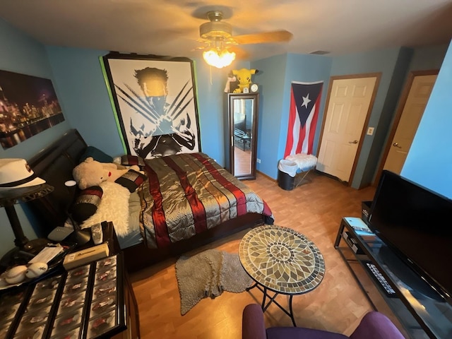 8734 W 99th St, Palos Hills, IL 60465 - bedroom with wood finished floors and a ceiling fan