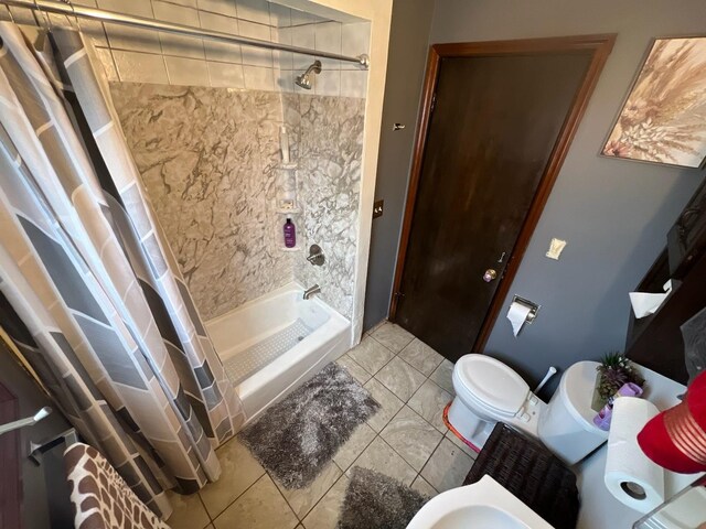 8734 W 99th St, Palos Hills, IL 60465 - full bath with a shower with curtain and tile patterned flooring