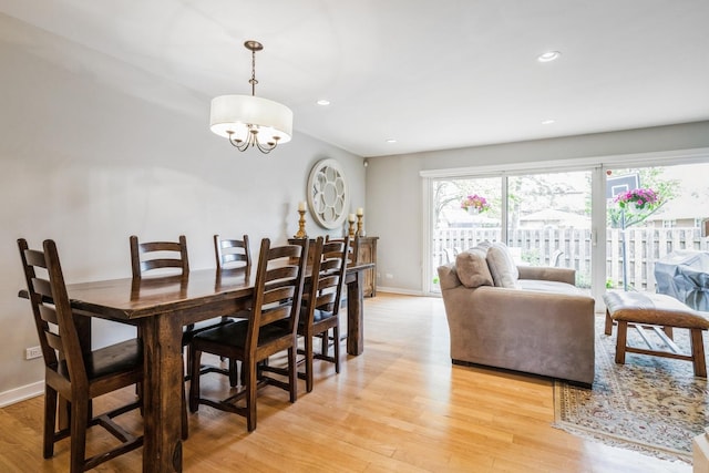 1063 W Busse Hwy, Park Ridge, IL 60068 - dining space with baseboards, light wood-style floors, a chandelier, and recessed lighting