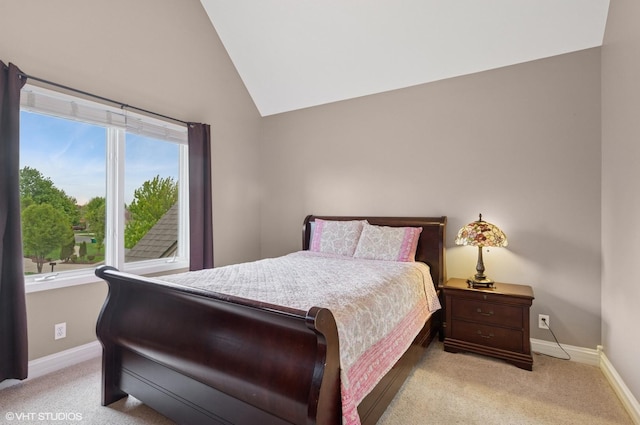 25738 W Sunnymere Dr, Plainfield, IL 60585 - bedroom with baseboards, light colored carpet, and vaulted ceiling