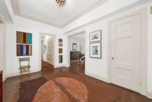 232 E Walton Pl Unit 3W, Chicago, IL 60611 - foyer entrance with hardwood / wood-style floors, crown molding, and baseboards