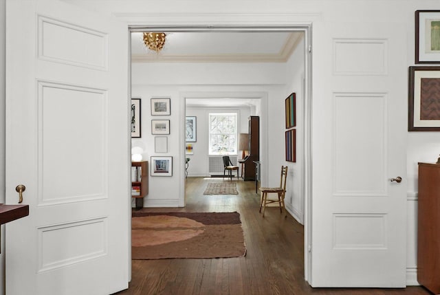 232 E Walton Pl Unit 3W, Chicago, IL 60611 - hall with crown molding, wood finished floors, and baseboards