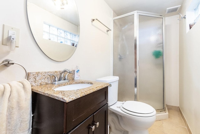 9821 S University Ave, Chicago, IL 60628 - bathroom with a stall shower, vanity, toilet, and tile patterned floors
